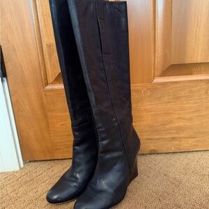 Nine West Black Wedge Heeled knee high Boots women’s size 8.5